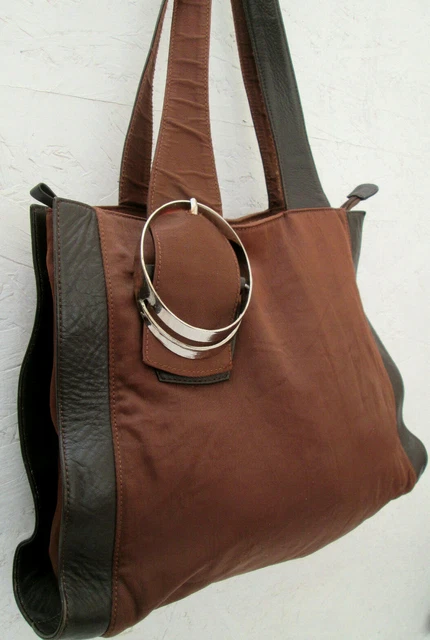 Sac à Main Vintage Lancaster - Toile Et Cuir Violet, Format A4 - Occasion Authentique