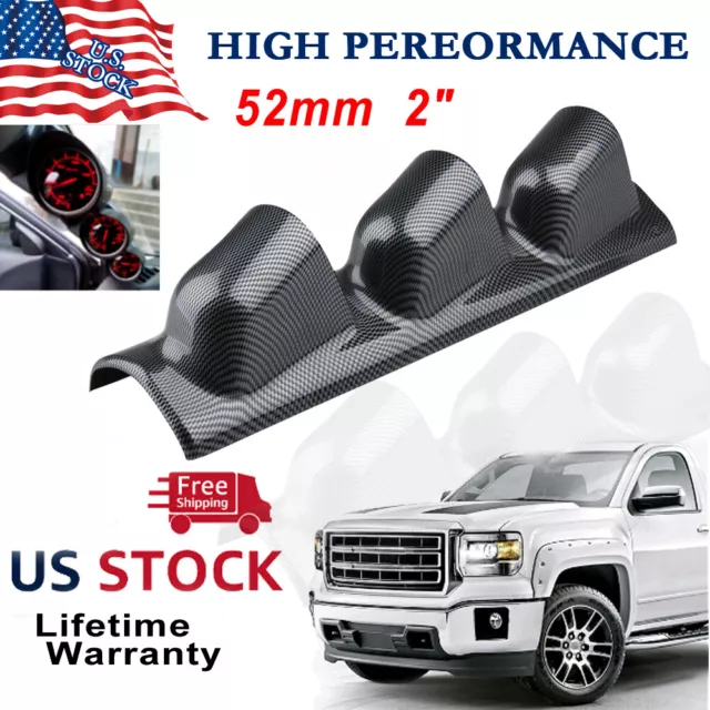 52mm 2" Gauge Pod Holder LEFT HAND DRIVE 3-Hole A Pillar Dash Panel Trim Carbon