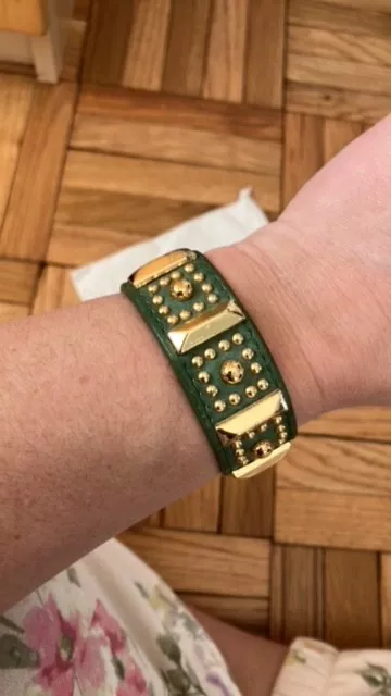 Rebecca Minkoff green leather studded bracelet