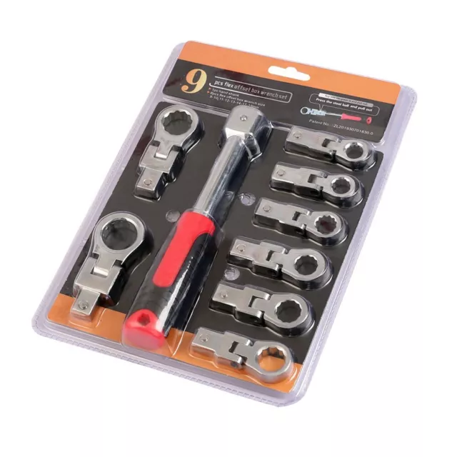 Convenient 9 Piece Ratchet Wrench Set with 72Tooth Precision for Easy Repairs