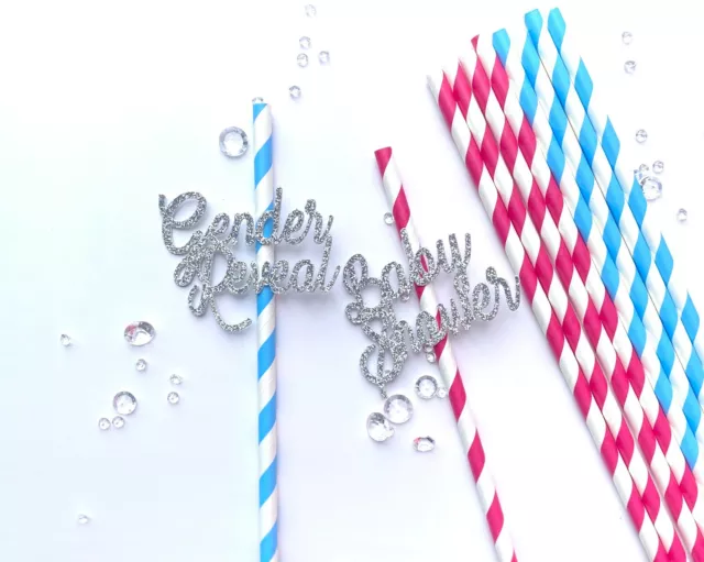 Baby Shower Straws Party Accessories Paper Drinking Gender Reveal 10/20 Pack