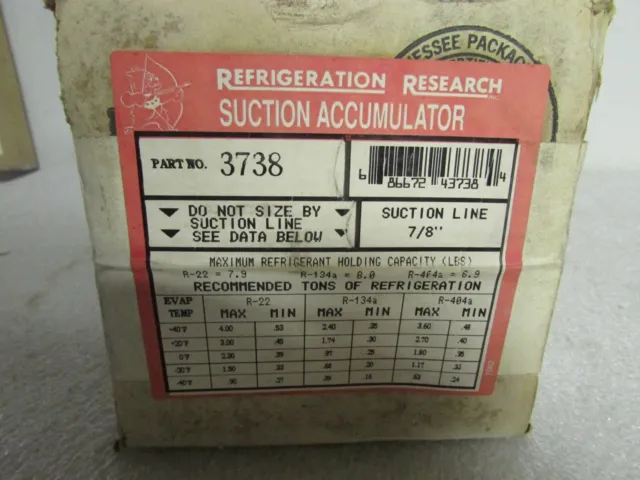 Refrigeration Research-Part No. 3738 Suction Accumulator Line 7/8"