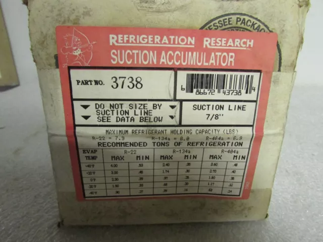 Refrigeration Research-Part No. 3738 Suction Accumulator Line 7/8" Refrigeration Research-Part No. 3738 Suction Accumulator Line 7/8"