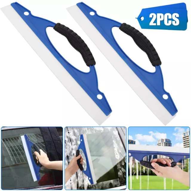 2X WINDOW SQUEEGEE Shower Cleaner Car Home Glass Wash Wiper Silicones Wide Blade EUR 14,15