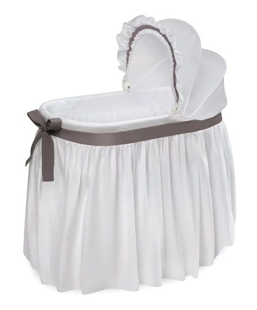 Wishes Oval Bassinet - Full Length Skirt - White/Gray