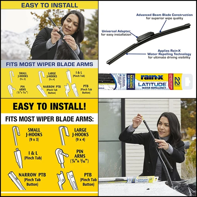 Rain-X 5079279-2 Latitude 2-In-1 Water Repellent Wiper Blades, 22Inch Windshield