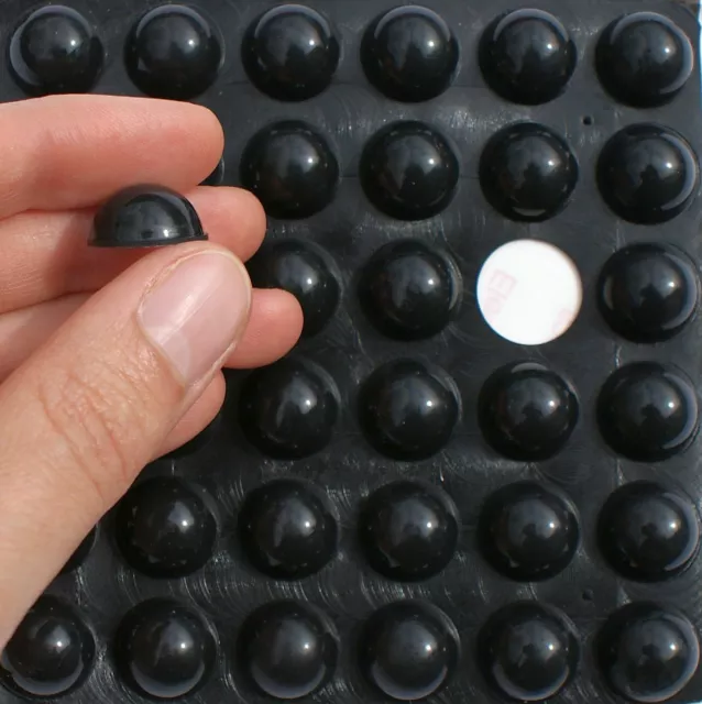 Large 3M RUBBER FEET ~ 16mm x 8mm high ~ BLACK Sticky SELF ADHESIVE DOMED Pads