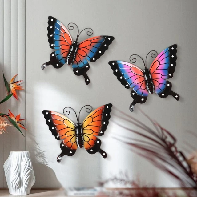 Creative iron art 3D simulation butterfly wall hang metal pendants home decor