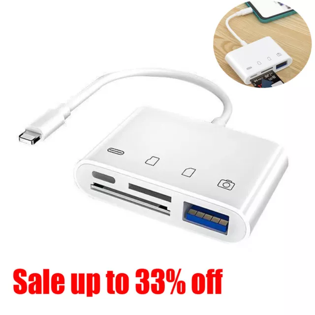 8 Pin to SD Memory Card Reader USB OTG Adapter For iPhone iPad Stable Transfer~