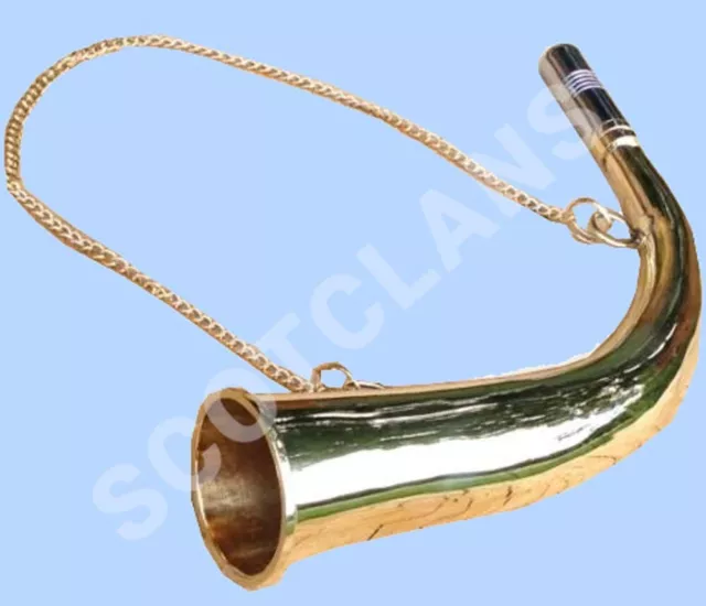 Hand Made Solid Brass Fox Hunting Horn Authentic Sound Shooting Hunt