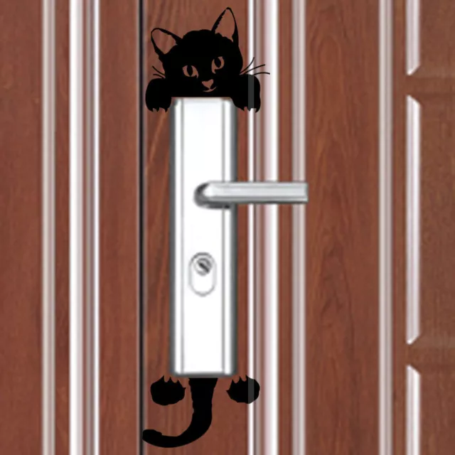 2x Adesivo Murales Cat Gatto decorazione prese Cameretta Muro Wall Sticker Nero 3