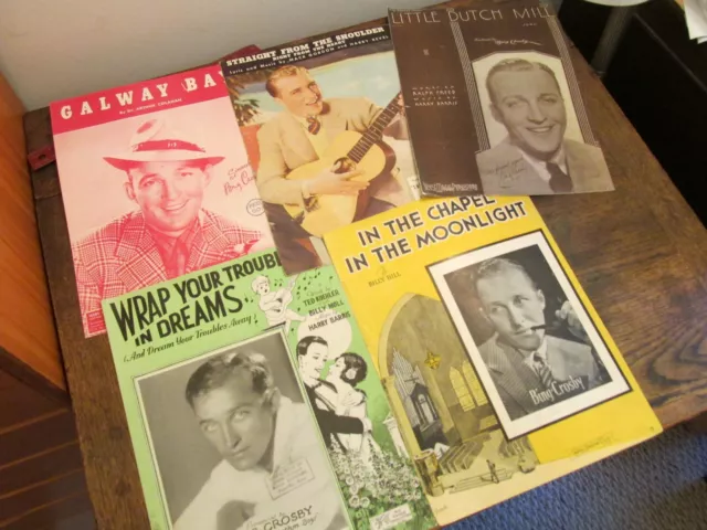 Antique Vintage Ephemera Lot of 5 Bing Crosby Sheet Music Pieces