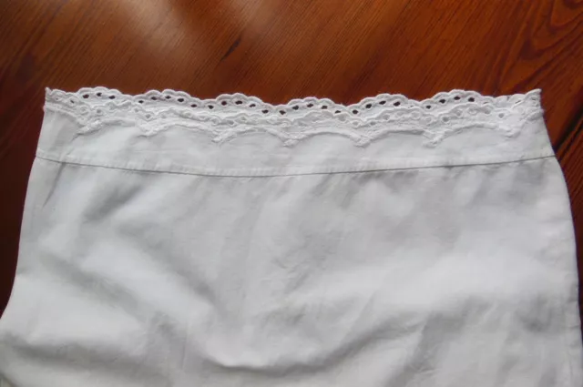 Rare housse de traversin en coton & broderie anglaise 2 personnes, linge ancien