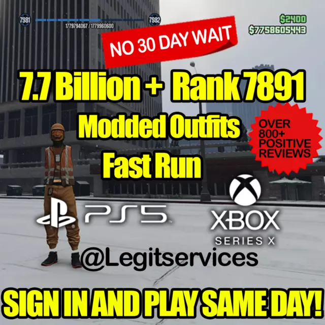 GTA 5 NEW Gen Xbox Series X/S Mod 7.7 Billion Rank 7981 No Ban Risk  Guaranteed $125.00 - PicClick