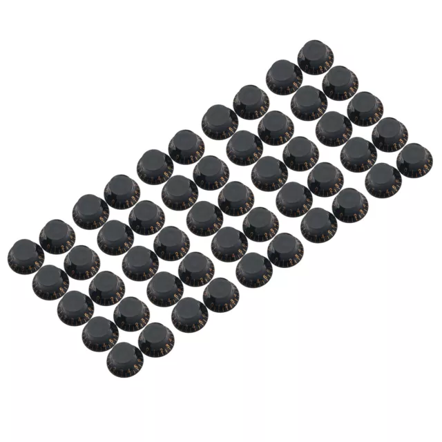 50pcs Black ABS Top Hat Guitar Speed Bell Knob Volume Tone Control Knob 6mm