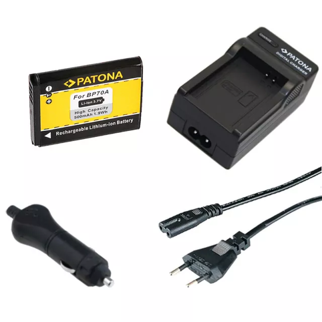 Batteria Patona + caricabatteria casa/auto per Samsung ES75,ES78,ES80,ES81,ES90