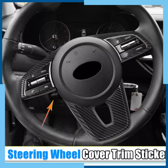 Pack(2) ABS Carbon Fiber Interior Steering Wheel Cover Trim for Kia Forte 19-21 2