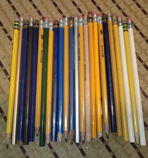 Lot of 24 unsharpened Pencils. Rare Vintage. Dixon, NFL, Fabor, Empire, Sanford