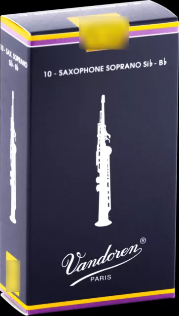 Anche de saxophone Soprano Sib/Bb Vandoren traditionnelle - boite de 10 anches