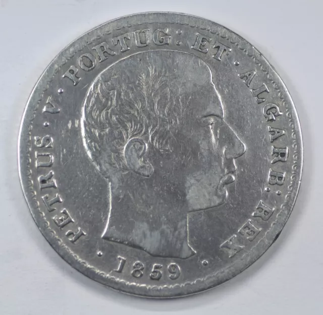 Portugal D.  Pedro V 500 reis silver 1859