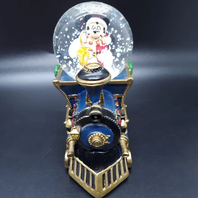 DISNEY'S WONDERLAND EXPRESS Music Snow Globe Train Santa Mouse Is Comin