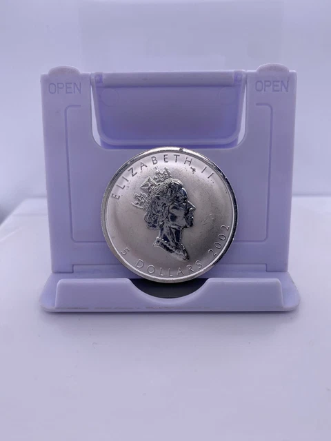 Canada Silver Maple Leaf 5 Dollars 2002 FINE SILVER 999.9 1 OZ ARGENT PUR