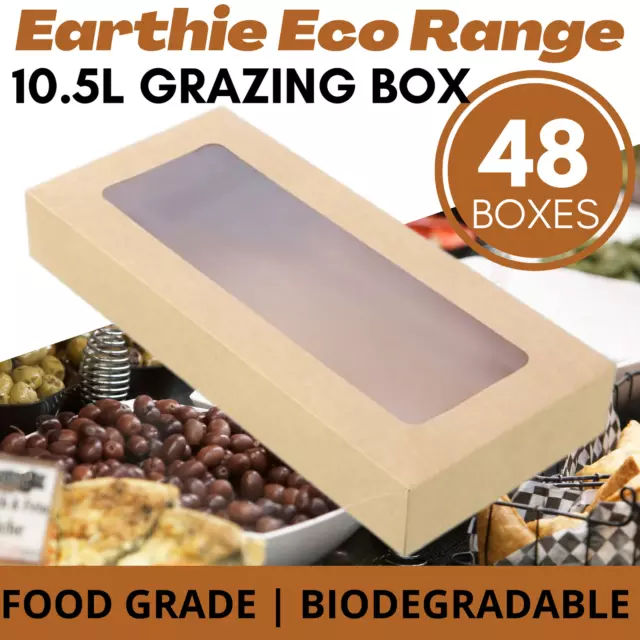 LONG XL GRAZING BOX 10.5Lt [48 BOX] PVC Window Charcuterie Cheese Catering Gifts