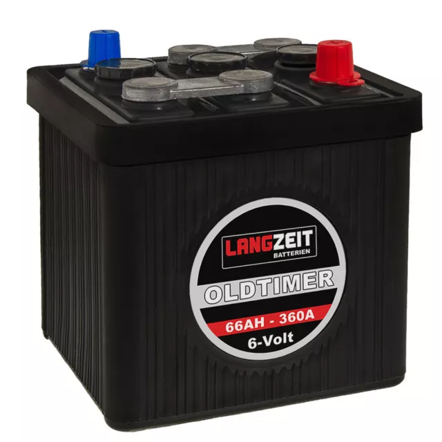 LANGZEIT Oldtimer Auto Batterie 6V 66Ah Starterbatterie 0661 trocken vorgeladen