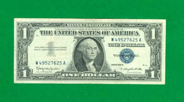 $1 1957-B 1 W/A Block Blue Seal Silver Certificate Circ.