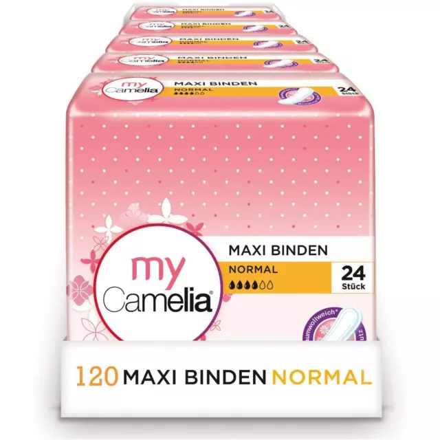 Camelia Maxi Damenbinden Damenhygiene Damen Binden Normal 5 x 24 Stück