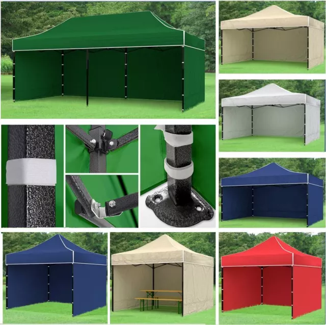 3x3m-3x6m Faltpavillon Faltzelt mit 3 Seitenteilen Klappzelt verschiedene Farben