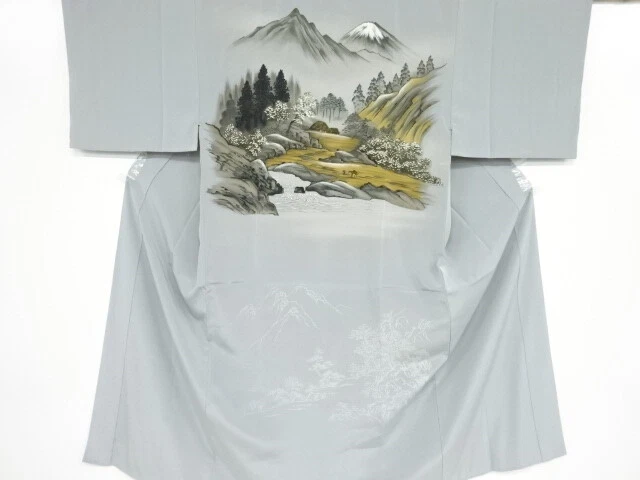98680# Japanese Kimono / Antique Mens Juban / Scenery