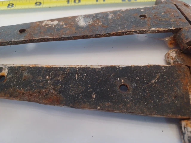 1-Pair Antique Wrought Iron 14" Hand Forged Barn Door Strap Hinges 4