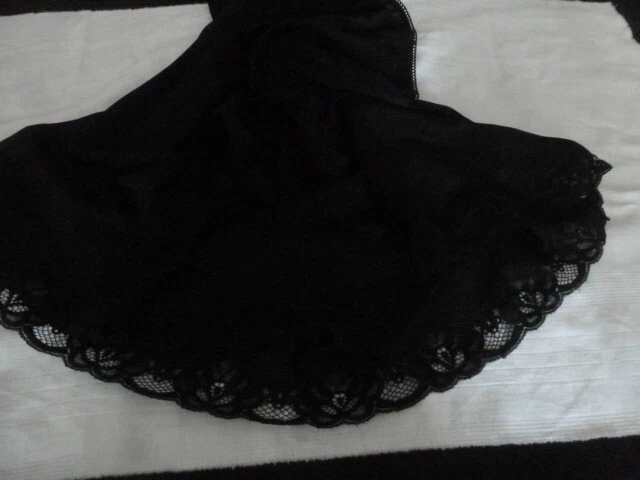 Jupon Vintage Dentelle Noire – Taille élastique 52/54/56, Longueur 59 Cm, Ref NOO60
