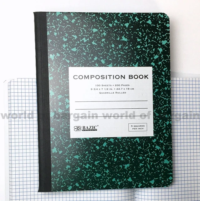 QUAD RULED COMPOSITION Notebook 5 sq/in Graph Paper Math Note Book 200 ...