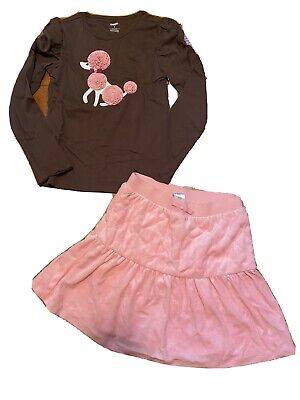 Gymboree Parisian Chic Pink Poodle Tee Shirt Top Skort Set Girls 8 9 NEW NWT