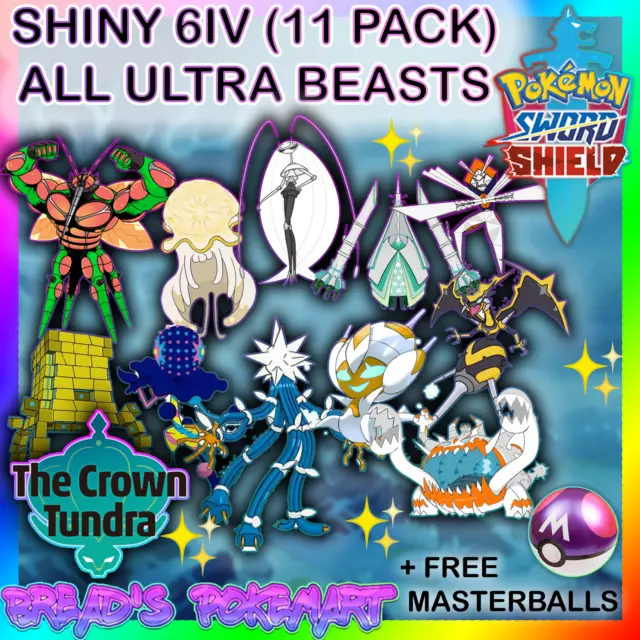 All 11 Shiny 6IV Ultra Beasts Crown Tundra Pokemon with Master Balls for  Sword and Shield - elymbmx