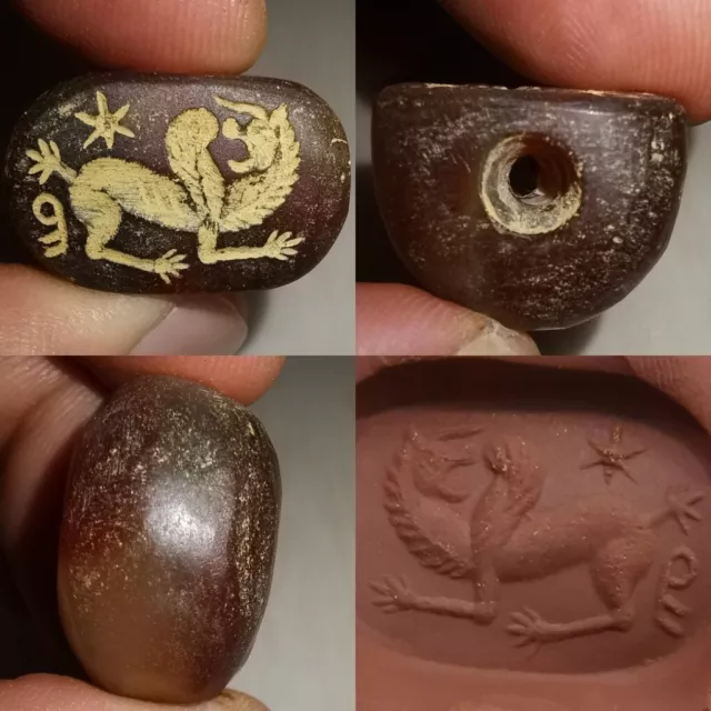 Roman old agate intaglio seal stone stamp Bead @A