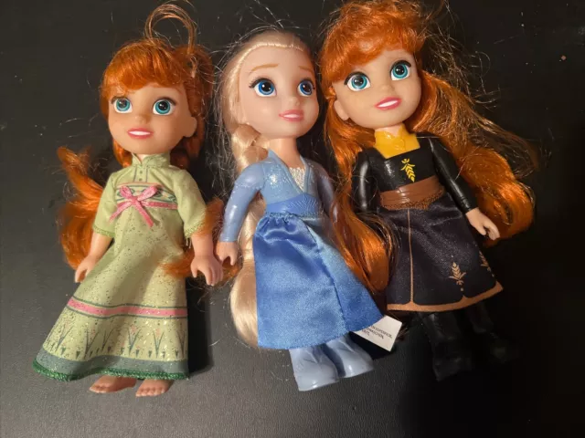 Disney Princess Petite Frozen Lot Of 3 Elsa Anna 6" Doll Jakks Pacific