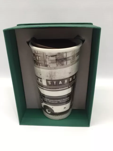 Starbucks Traveler Coffee Mug Double Wall Ceramic with Lid 16 FL OZ