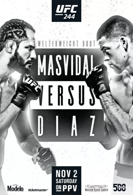 UFC 244 Poster | Framed Art | Jorge Masvidal vs Nate Diaz | BMF | NEW | USA