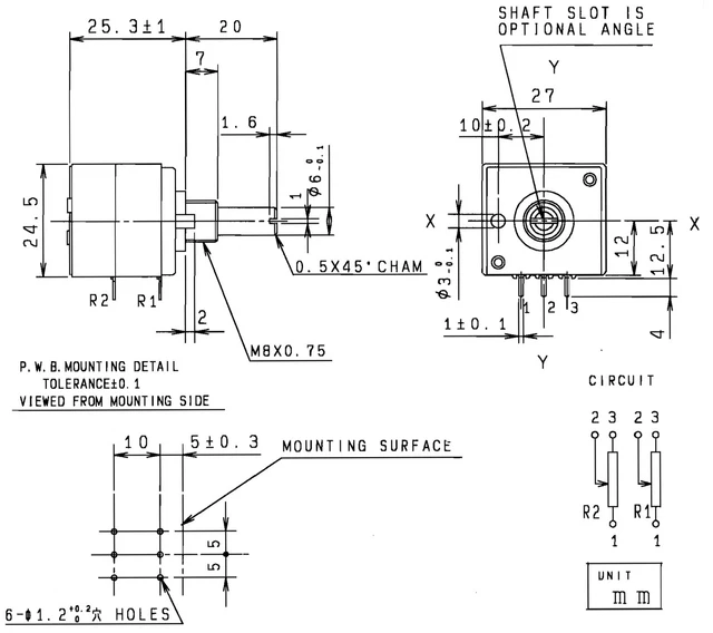 Potentiomètre Audio ALPS RK27112 - 10K à 1M - Pour Guitares, Amplis, Préamplis