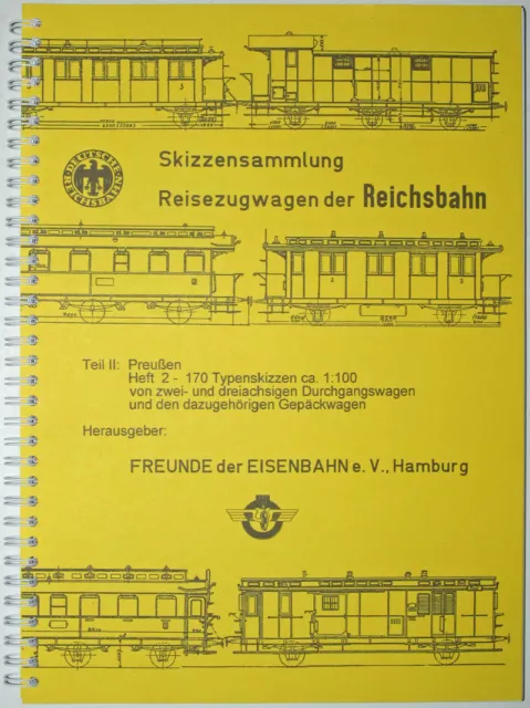 Skizzensammlung DRG-Reisezugwagen: 2- u. 3-achsige Durchgangs- u. Gepäckwagen