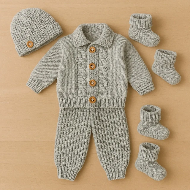 King Cole Knitting Pattern 5846 Baby Jumper Hats Knitted In Drifter Baby DK - Foto 8
