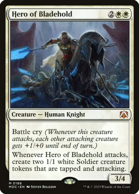 HERO OF BLADEHOLD Mythic 0188 M MOC EN MTG Magic MARCH OF THE MACHINE COMMANDER