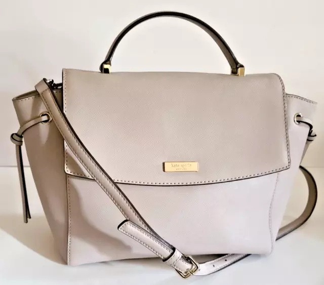 Kate Spade Laurel Way Lilah Moussfrost Satchel Crossbody Saffiano Leather Biege