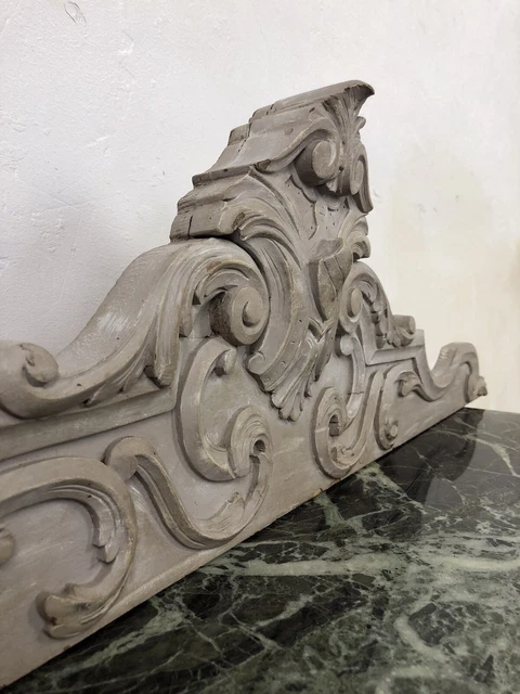 Antique French Ornate Furniture Pediment Architectural Crown Cornice