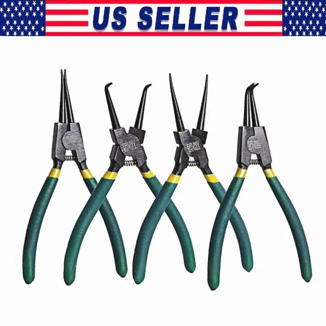 4Pcs Portable 7" Internal External Retaining Clips Snap Ring Circlip Pliers Set