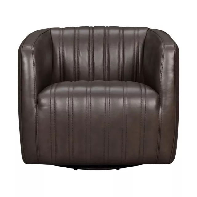 Armen Living Aries Leather Swivel Barrel Chair