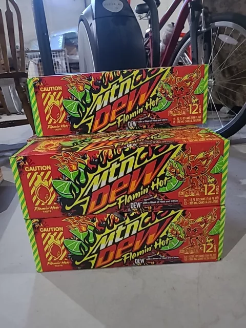 MTN DEW EXCLUSIVE FLAMIN HOT VERY RARE LIMITED EDITION 12 pack cans